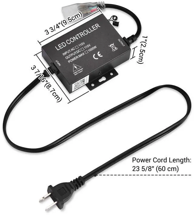Alt view image 5 of 6 - Yescom DEL-CON03 2 Pack Controller with 24-Key Remote for RGB Neon Lights Models DEL-D50R, DEL-D100R, DEL-D150R