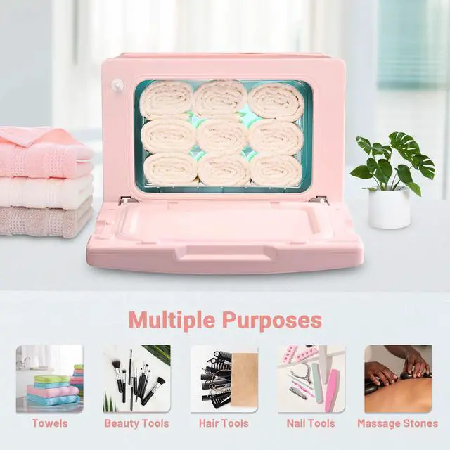 Alt view image 5 of 7 - Byootique 8L Pink Towel Warmer Cabinet 2-in-1 Facial Towel Heater Compact Facial Towel Heater  With UV Sterilizer Spa Nail Salon