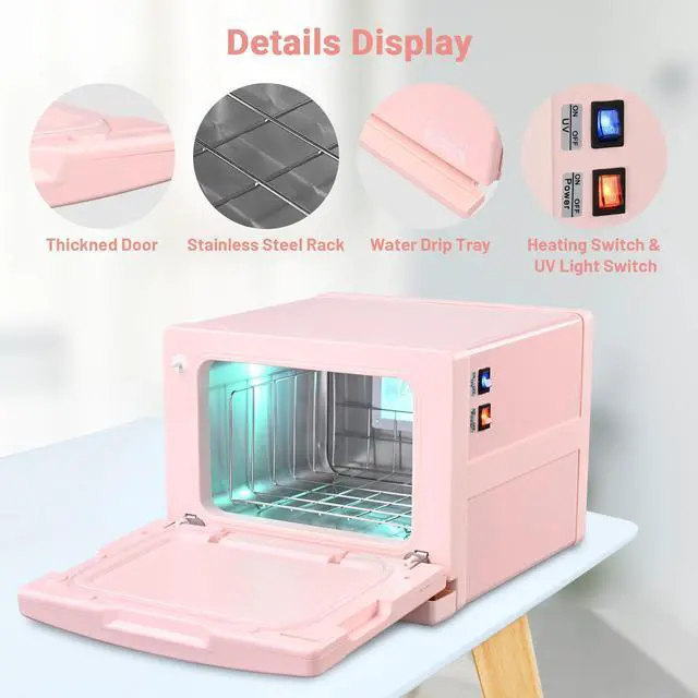 Alt view image 6 of 7 - Byootique 8L Pink Towel Warmer Cabinet 2-in-1 Facial Towel Heater Compact Facial Towel Heater  With UV Sterilizer Spa Nail Salon