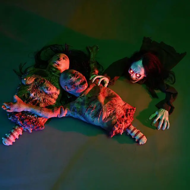 Alt view image 7 of 7 - 32" Animated Halloween Prop Hanging Ghost  Limbless Woman Corpse Hanging Half Body Haunted House Party Yard Decor 2025