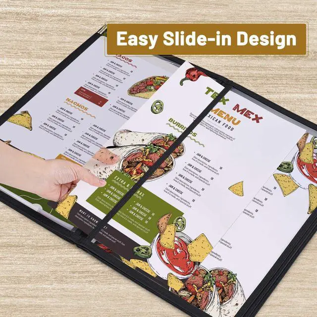 Alt view image 5 of 7 - WeChef 10 Pack Restaurant Menu Covers 8.5" x 14" Book Style 8 Views Clear Cafe