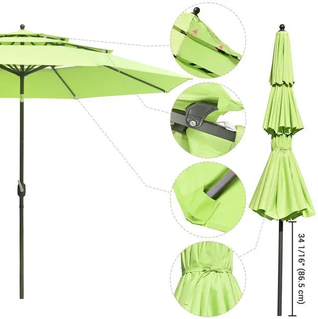 Alt view image 4 of 7 - Yescom 11 Ft 3 Tier Patio Umbrella with Protective Cover Crank Push to Tilt Poolside