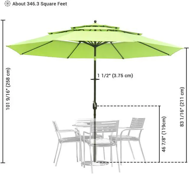 Alt view image 5 of 7 - Yescom 11 Ft 3 Tier Patio Umbrella with Protective Cover Crank Push to Tilt Poolside