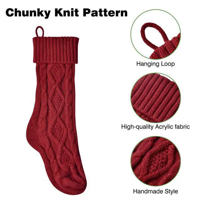 Alt view image 3 of 7 - Yescom 4 Pack Christmas Stockings & 8 Pack Stocking Holders Kit Handmade Red