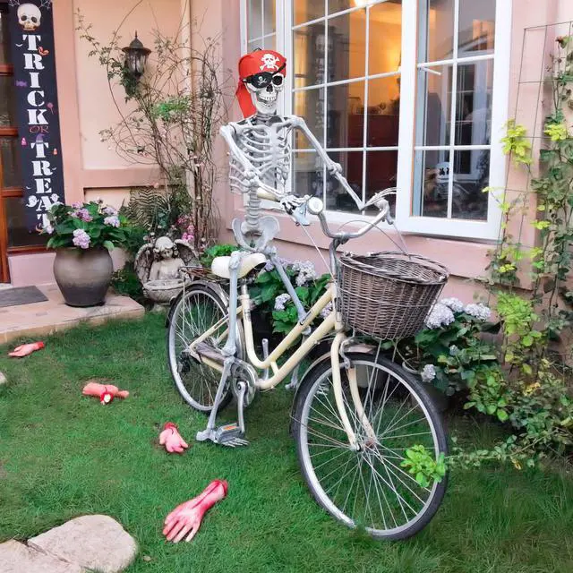 Alt view image 2 of 7 - Yescom Pirate Life Size Skeleton Poseable Full Size 5.4 Ft Halloween Party Decorations Haunted House 2025