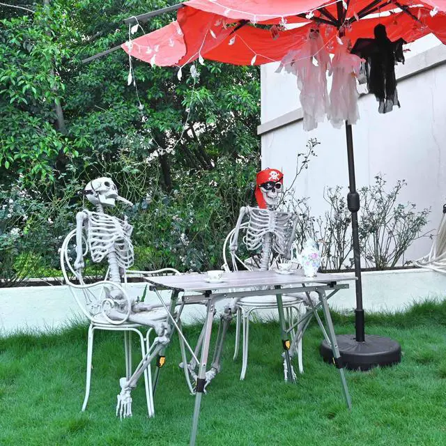 Alt view image 5 of 7 - Yescom Pirate Life Size Skeleton Poseable Full Size 5.4 Ft Halloween Party Decorations Haunted House 2025