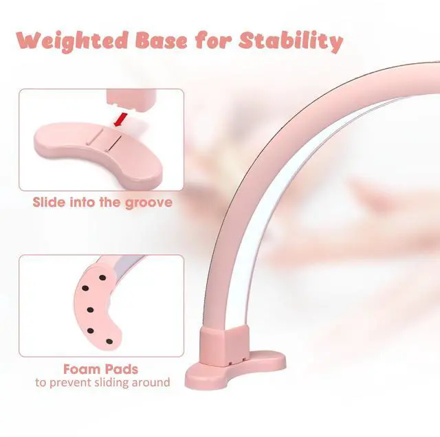 Alt view image 6 of 7 - Byootique Nail Desk Lamp Half Moon Light 3360LM 48W Nail Tech Lamp Lash Light Adjustable Manicure Beauty Salon Home Spa