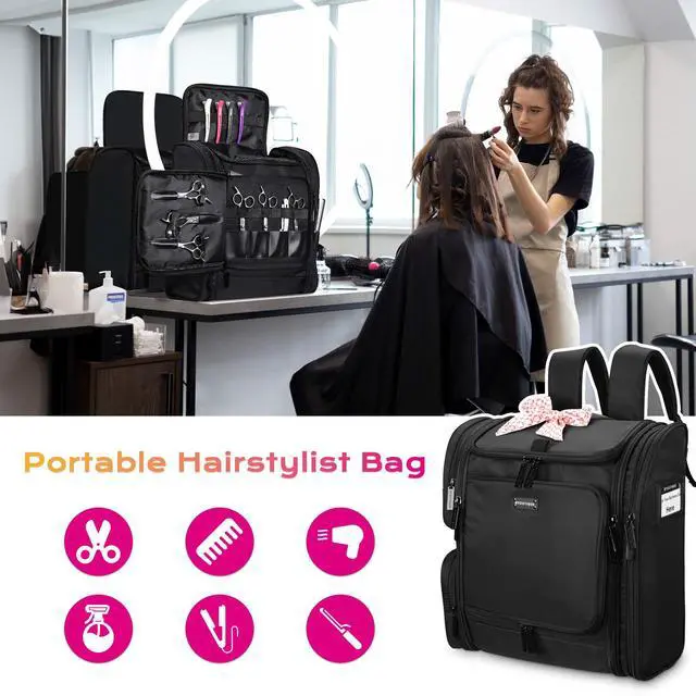 Alt view image 6 of 7 - Byootique Soft Rolling Hair Stylist Train Case w/ Hair Tools Travel Bag Backpack
