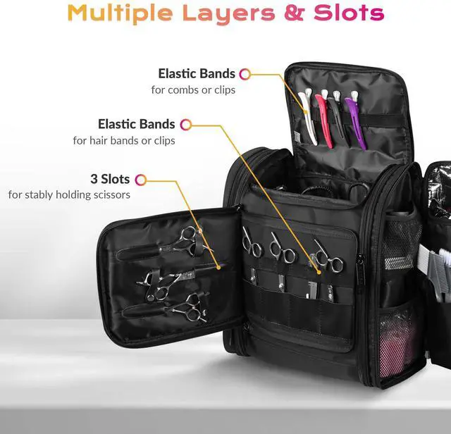 Alt view image 5 of 7 - Byootique Soft Rolling Hair Stylist Train Case w/ Hair Tools Travel Bag Backpack