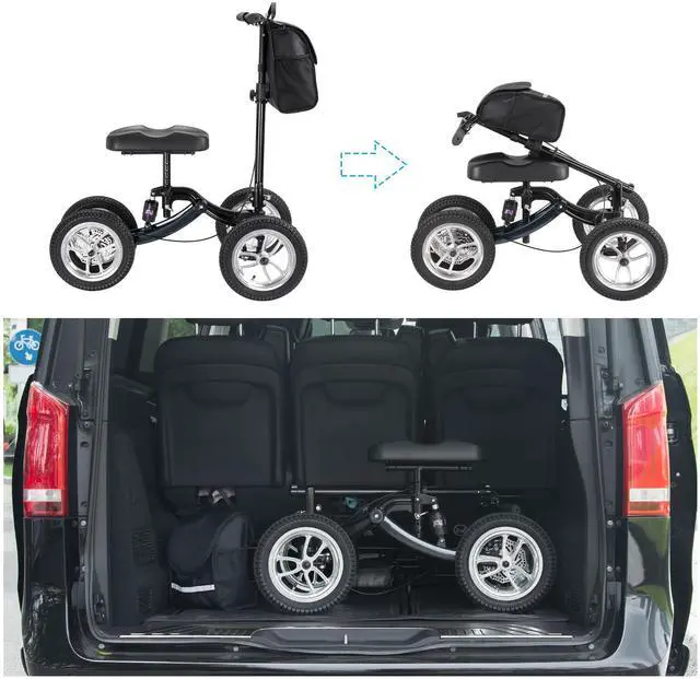 Alt view image 4 of 7 - Yescom Knee Scooter, Medical Foldable All Terrain Knee Walker for Adults for Foot Surgery, Black