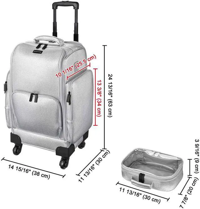 Alt view image 7 of 7 - Byootique Soft Sided Rolling Makeup Train Case Cosmetic Organizer Travel Trolley
