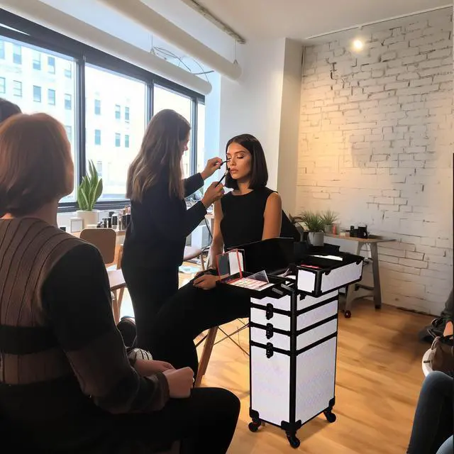 Alt view image 3 of 7 - Byootique 4in1 Rolling Makeup Train Case Cosmetic Organizer Pure ForgetMeNot