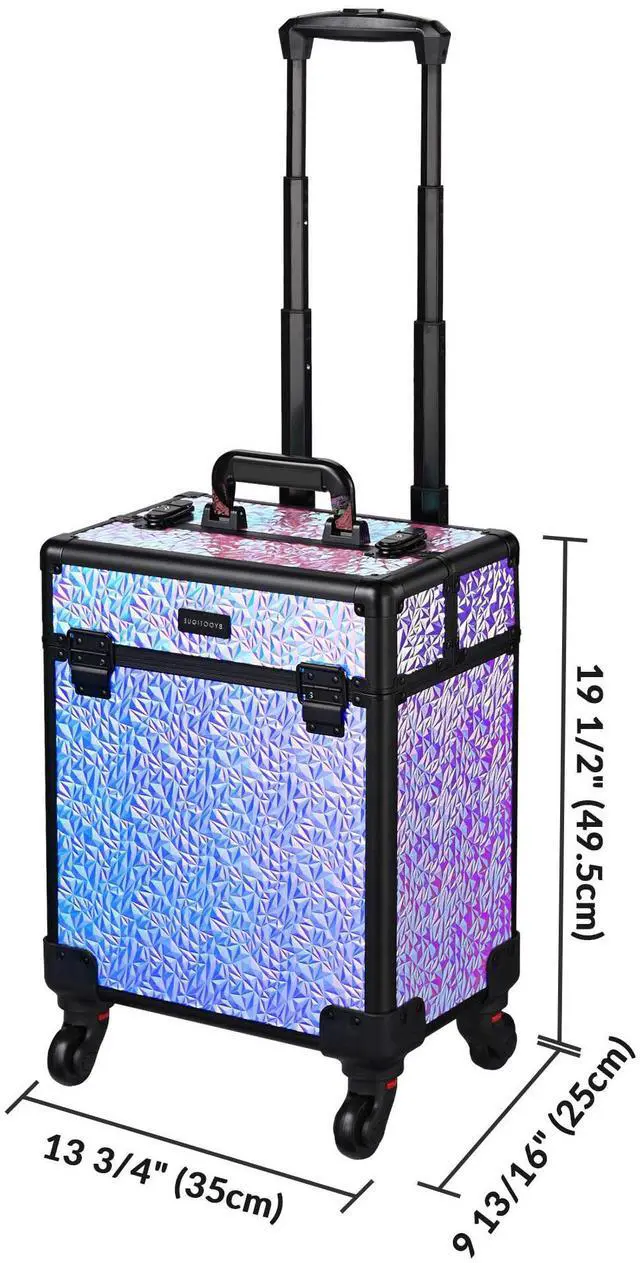 Alt view image 6 of 7 - Byootique Rolling Makeup Train Case Cosmetic Trolley Organizer Mermaid Purple