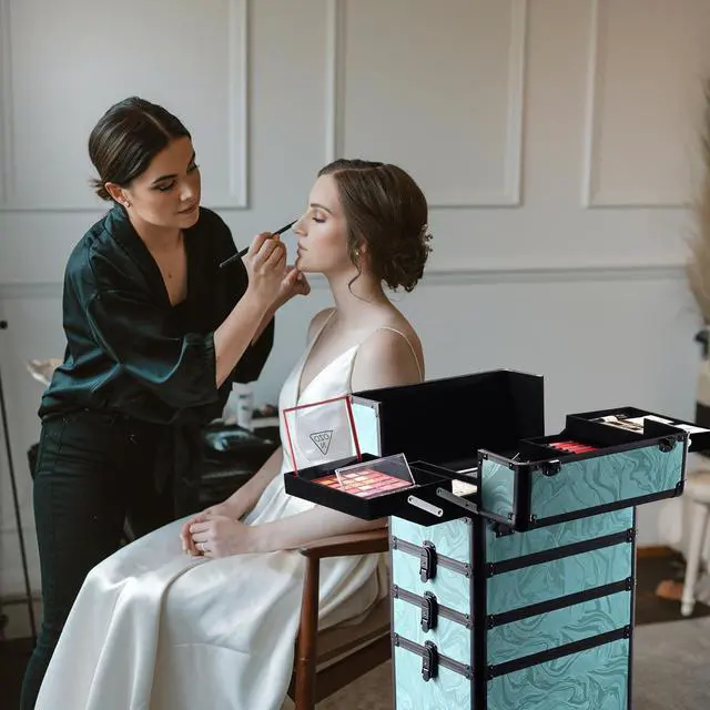 Alt view image 4 of 7 - Byootique Rolling Makeup Train Case 4in1 Cosmetic Trolley Organizer Travel Case Lockable Salon Barber Case Traveling Cart Trunk with Wheels for Makeup Artist Trave Nail,CoyoteButtes Vitality