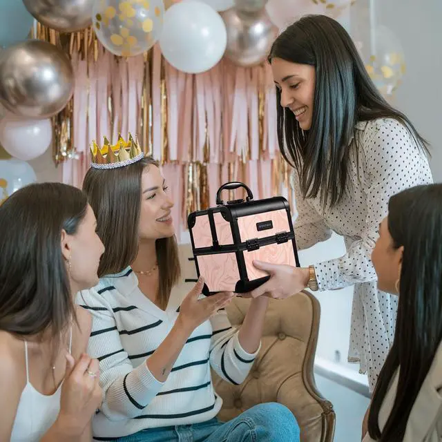 Alt view image 2 of 7 - Byootique Makeup Train Case Cosmetic Organizer w/ Mirror Tray Artist CB Dusk