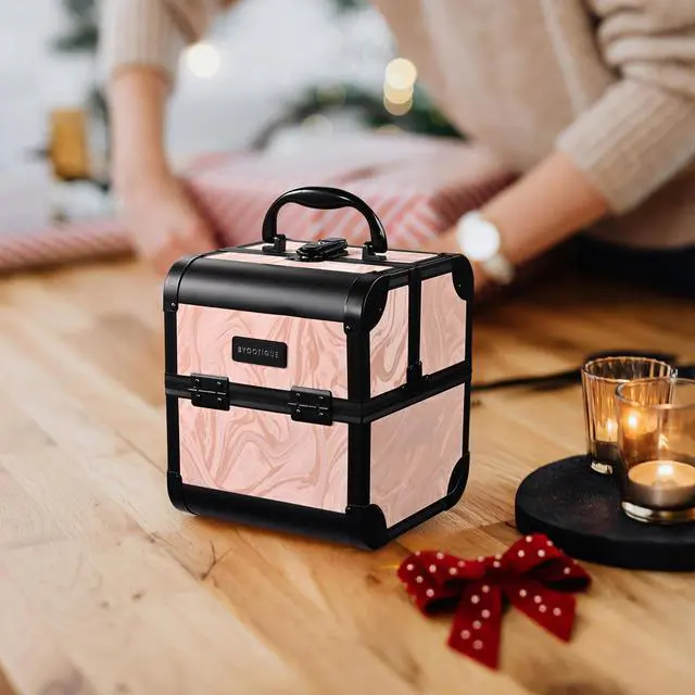 Alt view image 3 of 7 - Byootique Makeup Train Case Cosmetic Organizer w/ Mirror Tray Artist CB Dusk