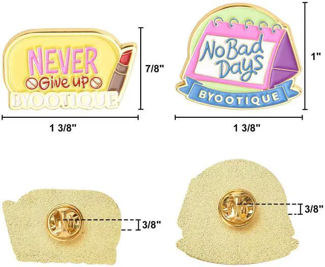 Alt view image 5 of 7 - Byootique Inspirational Quote Badge Set Pin Brooch Enamel for Makeup Bag 2 Packs