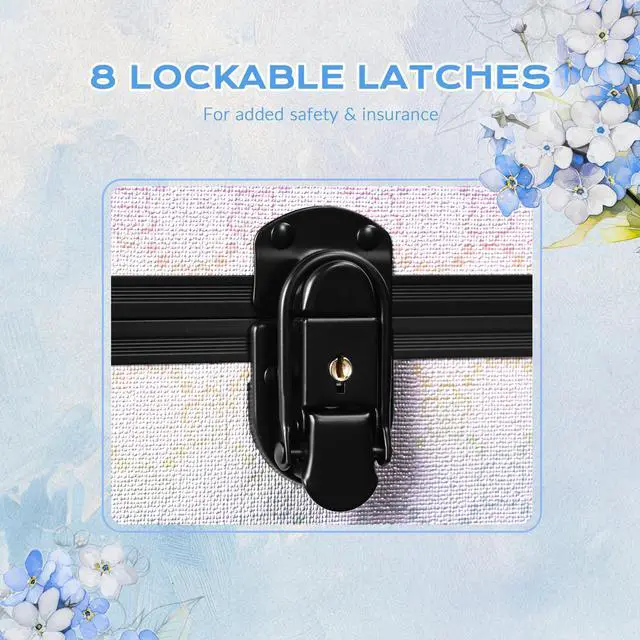 Alt view image 7 of 7 - Byootique 4in1 Rolling Makeup Train Case Cosmetic Organizer Pure ForgetMeNot