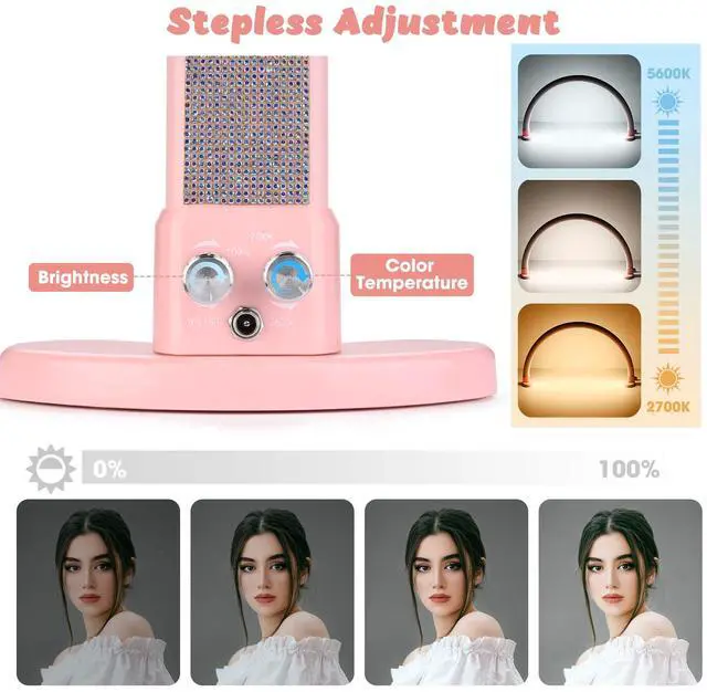 Alt view image 5 of 7 - Byootique Nail Desk Lamp Half Moon Light 3360LM 48W Nail Tech Lamp Lash Light Adjustable Manicure Beauty Salon Home Spa