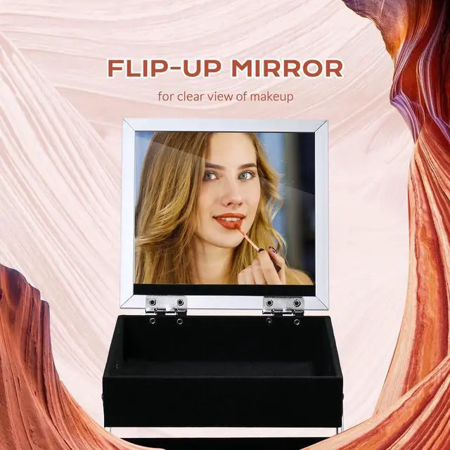 Alt view image 5 of 7 - Byootique Makeup Train Case Cosmetic Organizer w/ Mirror Tray Artist CB Dusk