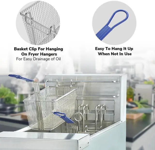Alt view image 2 of 7 - WeChef 2Pcs Deep Fryer Baskets with Non-slip Handle 13" x 6 5/16" x 5 7/8" Nickel Plating Heavy Duty Construction Deep Fryer Basket for Commercial Restaurant Kitchen Blue