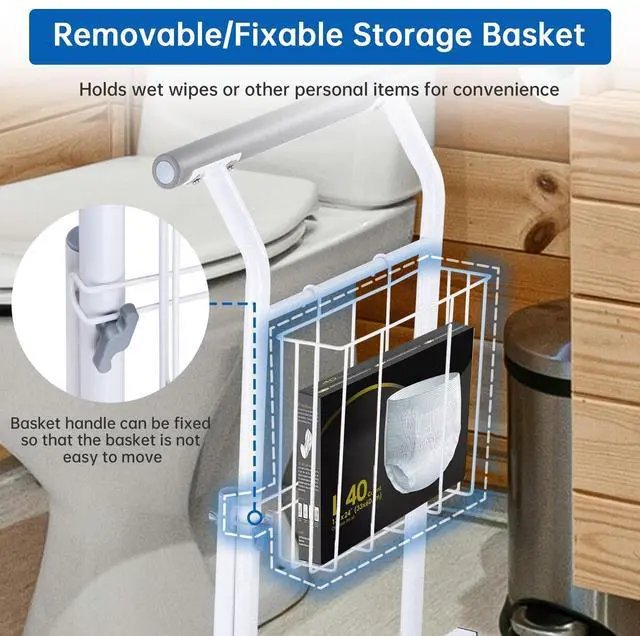 Alt view image 6 of 7 - Yescom Toilet Safety Rails Frame,Elderly Assistance Products Handles for Seniors Elderly Disabled