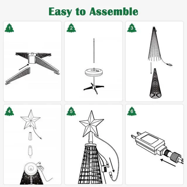 Alt view image 7 of 7 - 6 Ft Christmas Tree Decoration Light RGB LED String Lamp Bluetooth APP Control and Remote Control