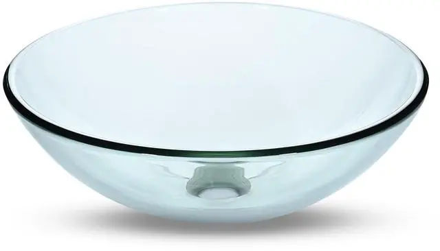 Main image of Aquaterior Bathroom Tempered Glass Vessel Sink 16" Round Basin Bowl Transparent