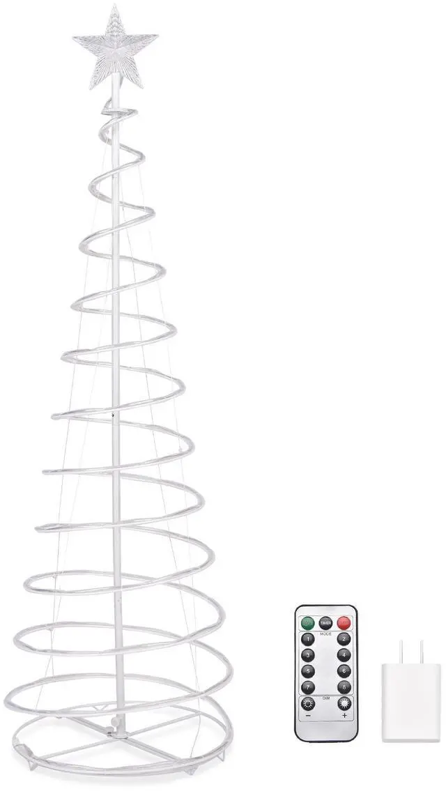 Alt view image 7 of 7 - Yescom Twinkle 5Ft Spiral Christmas Tree Light 182 LED 8model USB Powered Indoor Outdoor Yard Party Decor Multi-color