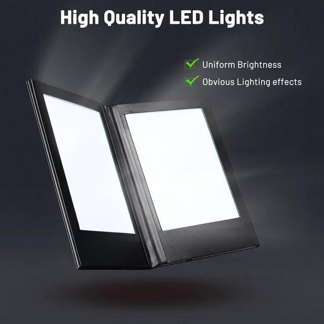 Alt view image 5 of 7 - WeChef LED Back Lit Light Menu Holder Cover Folding Double Panel Fits 5.5''x7.1'' Paper for Hotel Club
