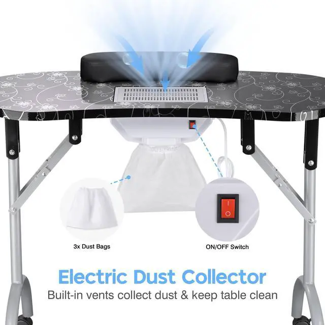 Alt view image 4 of 7 - Byootique Portable Folding Manicure Nail Table Station Salon Desk Vented LED Beauty Spa