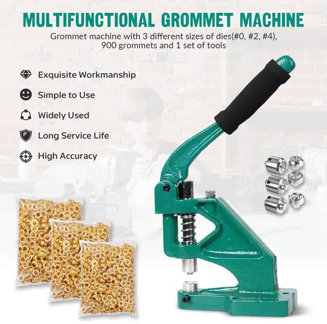 Alt view image 3 of 7 - Yescom Grommet Tool Kit 4900pcs Brass Eyelets Washers #0/#2/#4 Die Hole Puncher Hand Press Machine for Fabric Crafting