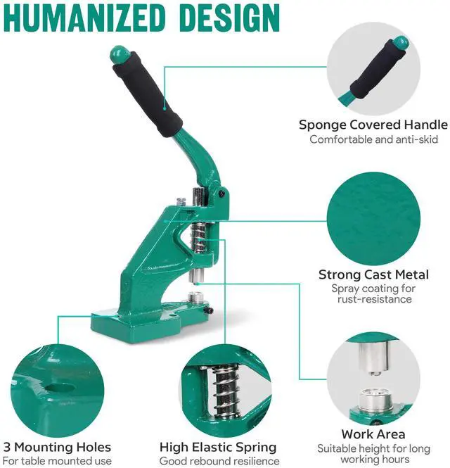 Alt view image 6 of 7 - Yescom Grommet Tool Kit 4900pcs Brass Eyelets Washers #0/#2/#4 Die Hole Puncher Hand Press Machine for Fabric Crafting