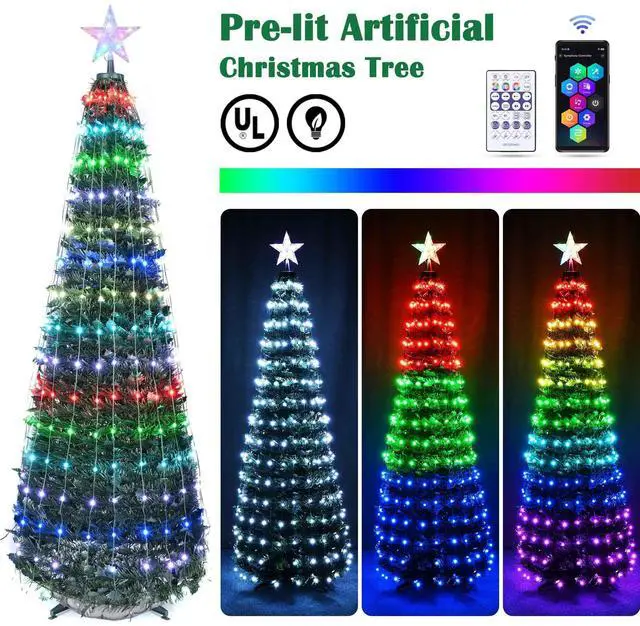 Alt view image 3 of 7 - 6 Ft Christmas Tree Decoration Light RGB LED String Lamp Bluetooth APP Control and Remote Control