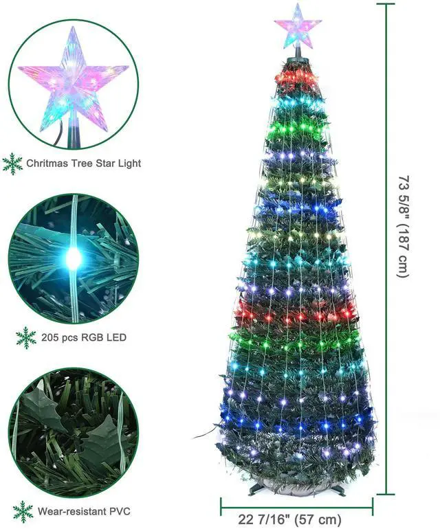 Alt view image 5 of 7 - 6 Ft Christmas Tree Decoration Light RGB LED String Lamp Bluetooth APP Control and Remote Control