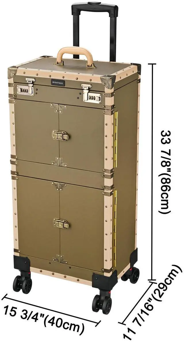 Alt view image 6 of 7 - Byootique Bronze Pro XL Rolling Makeup Stylist Train Case Hair Salon Clipper Trimmer Box