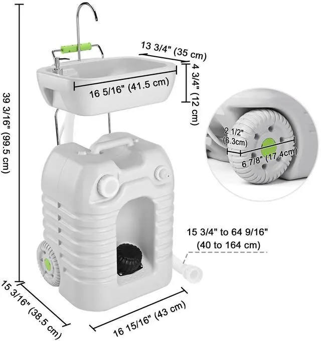 Alt view image 4 of 7 - Yescom  45L Portable Camping Sink with Soap Dispenser & Towel Holder with Pump Safe Mobile Sink for RV Travel Outdoor