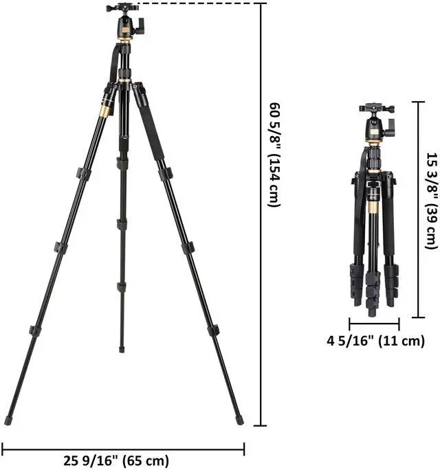 Alt view image 6 of 7 - 60" Tripod Monopod DSLR Camera Set w/ Ball Head Pocket Travel Photographic Aluminum
