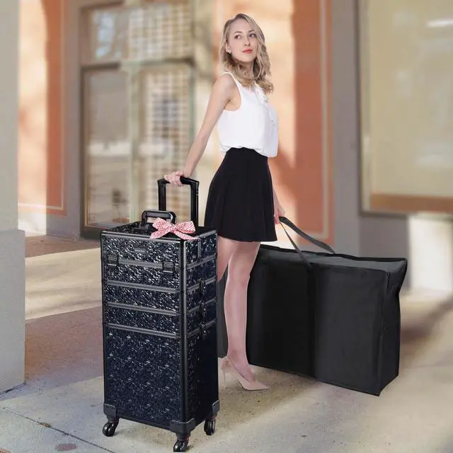 Alt view image 6 of 7 - Byootique Folding Manicure Nail Table 4in1 Rolling Makeup Train Case Mermaid