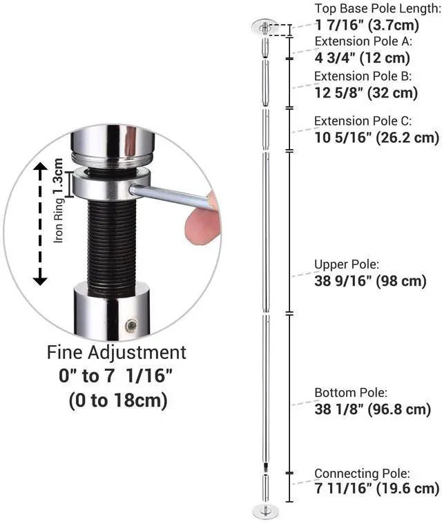 Alt view image 4 of 7 - Yescom 10 FT Spinning Static Dancing Pole Kit with Extensions Fitness Dance Exercise