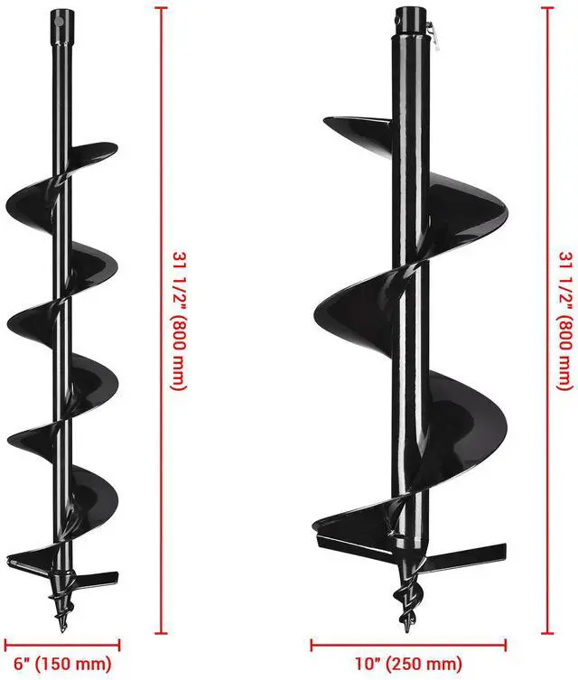Alt view image 7 of 7 - Yescom 6" 10" Earth Auger Bit Kit Bulb Planter Tool for Planting Flower Fence Post Spiral Hole Digger Gardening Project
