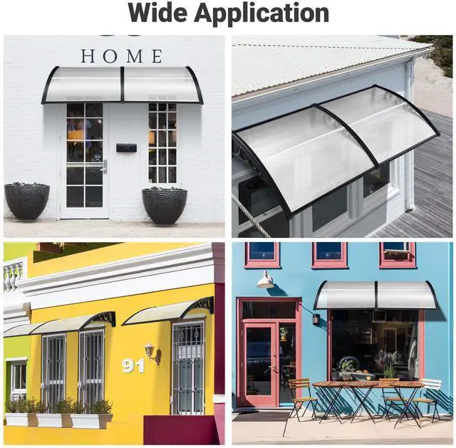 Alt view image 2 of 7 - Yescom 38"X78" Window Awning Door Canopy Polycarbonate Anti-UV30+ Cover Outdoor Rain Snow Protection Patio White Board