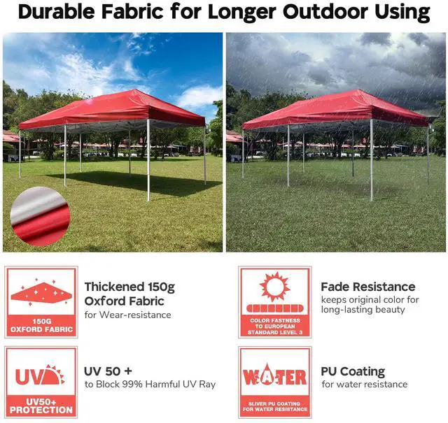 Alt view image 3 of 7 - Yescom 9.5x19 Ft Pop Up Canopy Replacement Top Cover Gazebo Tent UV Sunshade Outdoor