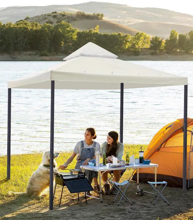 Alt view image 2 of 7 - Yescom 10x10Ft UV30+ Gazebo Replacement Top for 2 Tier Outdoor Canopy Cover Patio Backyard Party Deck Ivory