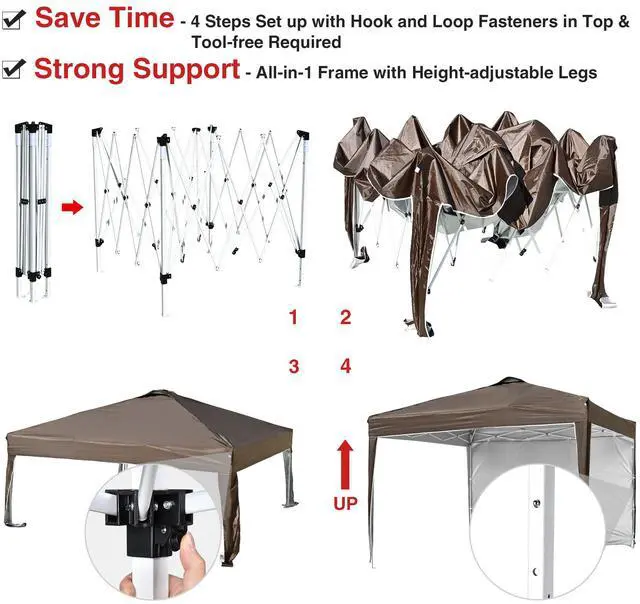 Alt view image 6 of 7 - InstaHibit 10x10 Ft Pop Up Canopy with Sidewall & Bag Party Tent Outdoor Event