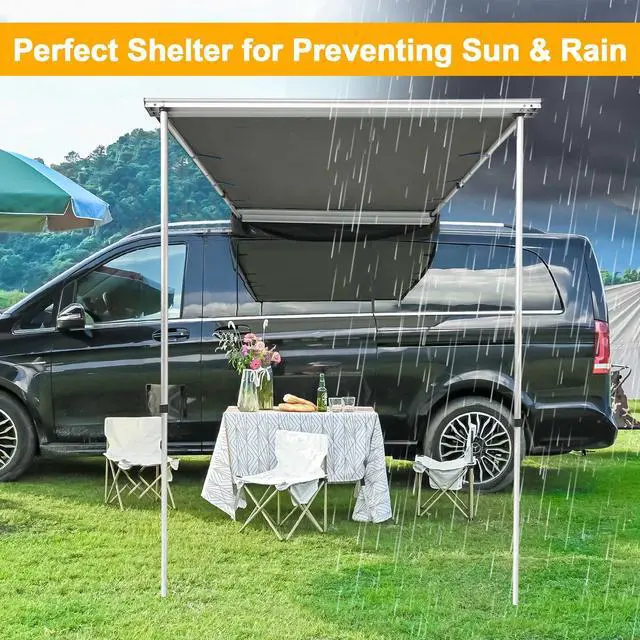 Alt view image 5 of 7 - Yescom Car Side Awning replacement 4.5x6 Ft Rooftop Tent UV50+(Only Awning Replacement Fabric Grey
