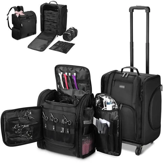 Main image of Byootique Rolling Train Case & Hair Tools Travel Bag Kit with 6 Toiletry Bags