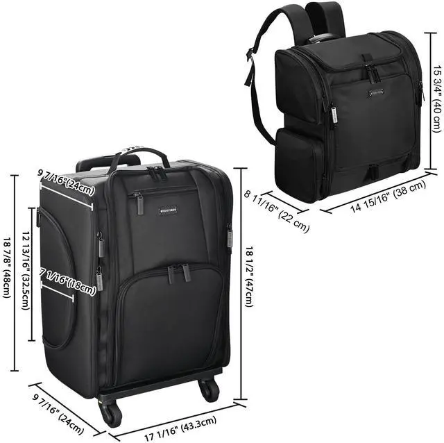Alt view image 6 of 7 - Byootique Rolling Train Case & Hair Tools Travel Bag Kit with 6 Toiletry Bags