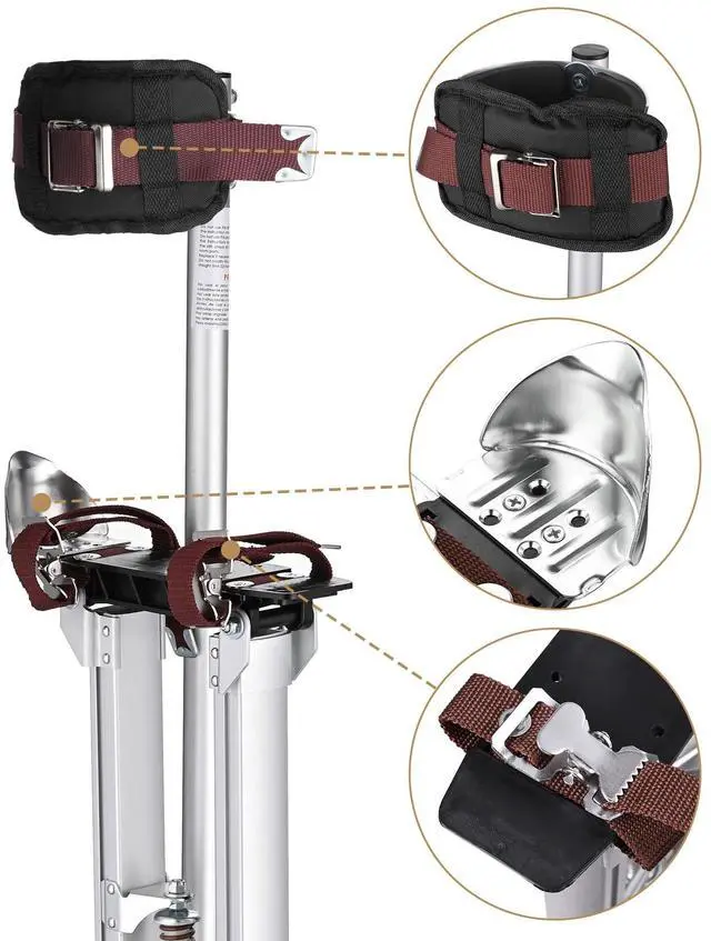 Alt view image 4 of 7 - Yescom Drywall Stilts w/ 1 Pair Heel Bracket Replacement 24"-40" Aluminum Tool Painting