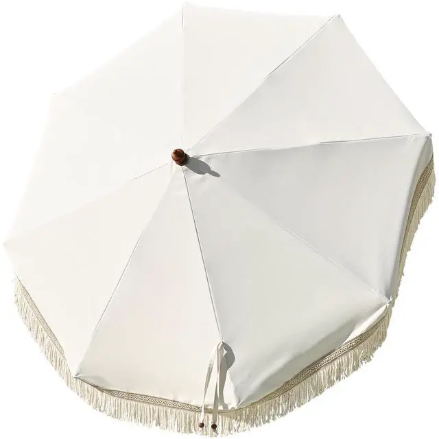 Main image of LAGarden 7 Ft Fringe Umbrella Replacement Canopy Top Cover Boho Outdoor Garden,Beige with Tassels,BH7W-01PC